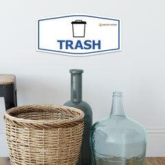 Fancy Plus | Trash Wall or Door Sign | Customizable with Your Company Logo | Durable & Easy to Install