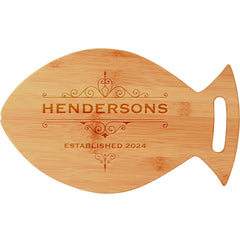 Designs ByLITA Personalized Bamboo Fish Shaped Cutting Board, Customizable Kitchen Chopping Board (9 Design Options) - 14" x 8.5"