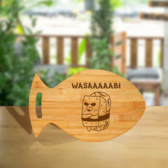 Wasaaaaabi 14 x 8.5" Fish Shape Cutting Board | Decorative Kitchen Accessory For Sushi Lovers