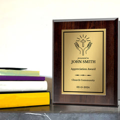 Church and Religion Theme Customizable Award Plaque |Easel Mount Option | Recognition of Achievement and Service Personalizable Plaques
