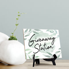 Signs ByLITA Giveaway Station Wedding Decoration Table Sign with Acrylic Stand (6x8“)