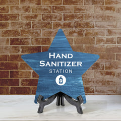 Sign ByLITA Hand Sanitizer Station, Wood Color, Star Table Sign (6"x5")