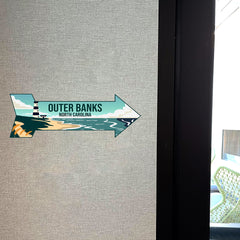 Arrow Shape Plus Outer Banks, North Carolina 12x4" Wall or Door Sign | Stylish Famous US Beach Souvenirs