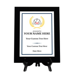 Karate Customizable Black Frame Wooden Award Plaque | Easel Mount Option | Achievement and Recognition Personalizable Plaques