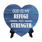 Signs ByLITA Heart God is my refuge and strength, Wood Color, Table Sign (6"x5")