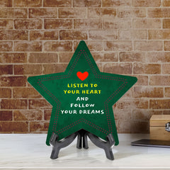 Sign ByLITA Listen to Your Heart and Follow Your Dreams Star Table Sign with Acrylic Stand (7.5x7.5“) Development | Kindergarten Classroom Essentials | Nurture Young Minds | Fun & Educational Supplies | Easy to Read | Includes Easel Stand