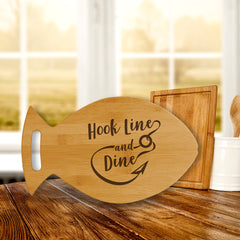Designs ByLITA Hook Line and Dine 14 x 8.5" Fish Shape Cutting Board | Kitchen Chopping Board