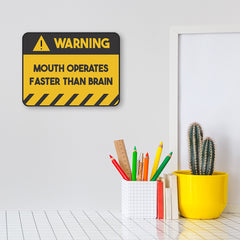 Classic Framed Plus Warning Mouth Operates Faster Than Brain Door or Wall Sign | Funny Home Decor