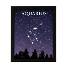 Designs ByLITA Aquarius Zodiac Sign Night Sky, Wall Print Art | Home and Office Decor | Astrology Star Sign Bedroom Decoration | Perfect Gift