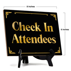 Signs ByLITA Check In Attendees Wedding Decoration Table Sign with Acrylic Stand (6x8“)
