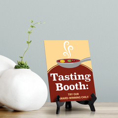 Signs ByLITA Tasting Booth: Try Our Award-Winning Chili! Table Sign with Acrylic Stand (6x8“)