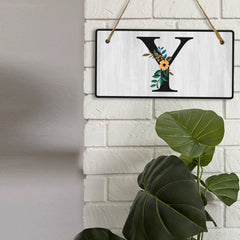 Y Flower Decor 5x10 Hanging Wall or Door Sign | Alphabet Letter Room Decoration