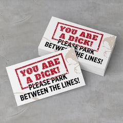 You are a Dick! Please Park Between the Lines! Novelty Business cards (100 Pack)