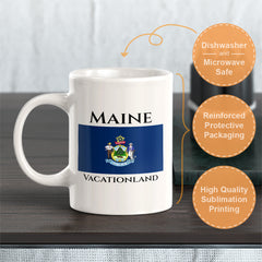 Designs ByLITA Maine: Vacationland 11oz Plastic or Ceramic Coffee Mug| States Flag Collection Mug