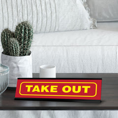 Take Out, Black Frame, Desk Sign (2x8")