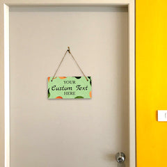 Boho Leaves Green Design Custom 5 x 10" Hanging Wall or Door Sign | Rustic Twine | Personalized Home Decor | Boho Chic Design