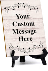 Signs ByLITA Custom Personalized Rectangle Table Sign (6" x 8") Floral Branches | Write Your Own Message | Design Your Sign