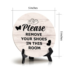 Sign ByLITA Round Please Remove your Shoes In This Room Table Sign (5x5")