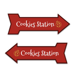 Arrow Shape Plus Cookies Station 12x4" Wall or Door Sign | Christmas Holiday Decoration