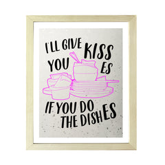Designs ByLITA I'll Give You Kisses If You Do The Dishes, Wall Print Art | Funny Retro Kitchen Decoration