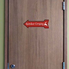 Arrow Shape Plus Reindeer Crossing 12x4" Wall or Door Sign | Christmas Holiday Decoration