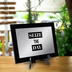 Seize The Day Decorative Wall Plaque | Easel Mount Option | Inspirational Affirmation Wall Art