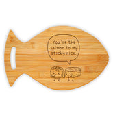 You're The Salmon To My Sticky Rice 14 x 8.5" Fish Shape Cutting Board | Decorative Kitchen Accessory For Sushi Lovers