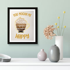 Designs ByLITA You Mocha Me Happy, Wall Print Art | Retro Coffee Bar Decoration