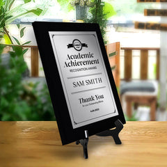 Signs ByLITA Academic Achievement Recognition Customizable Black Frame Award Wooden Plaque Award with Easel Stand