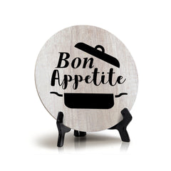 Round Bon Appetite Wood Color, Circle Table Sign (5x5")