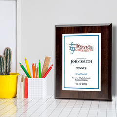 Music Competition Customizable Award Plaque | Easel Mount Option | Achievement and Recognition Personalizable Plaques