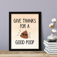 Give Thanks for a Good Poop, Bathroom Framed Wall Art, Home Décor Prints