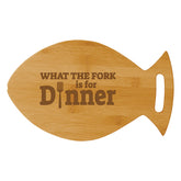 What the Fork Is For Dinner (14 x 8.5") Fish Shape Cutting Board | Funny Decorative Kitchen Chopping Board