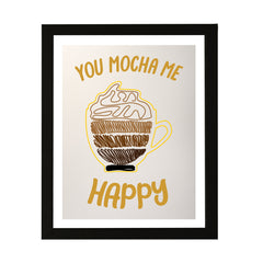 Designs ByLITA You Mocha Me Happy, Wall Print Art | Retro Coffee Bar Decoration