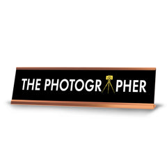 The Photographer Camera, Rose Gold Frame, Desk Sign (2x8)