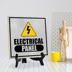Electrical Panel 5"x 5" Square Table Sign With Acrylic Easel | Home & Office Decor