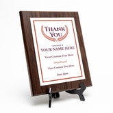 Thank You Gratitude and Appreciation Customizable Award Plaque |Easel Mount Option | Recognition of Achievement and Service Personalizable Plaques