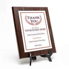 Thank You Gratitude and Appreciation Customizable Award Plaque |Easel Mount Option | Recognition of Achievement and Service Personalizable Plaques