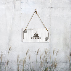 Chapel 5x10 Hanging Plus Wall or Door Sign | Religious Rustic Wood Sign