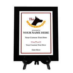 The Underdog Customizable Black Frame Award Plaque | Easel Mount Option | Achievement and Recognition Personalizable Plaques