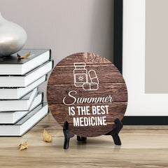 Signs ByLITA Circle Summer Is The Best Medicine Summer Table Sign (5x5")