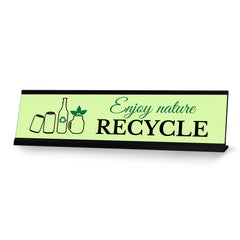 Signs ByLITA Enjoy Nature, Recycle Black Frame Desk Sign (2x8")