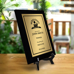 Mixologist Competition Customizable Black Frame Award Plaque | Easel Mount Option | Achievement and Recognition Personalizable Plaques