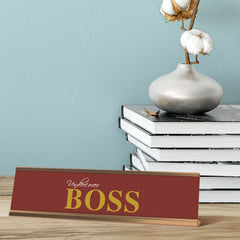 Undercover Boss, Red Gold Frame, Desk Sign (2x8”)