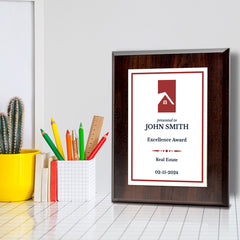 Real Estate Theme Customizable Award Plaque |Easel Mount Option | Recognition of Achievement and Service Personalizable Plaques