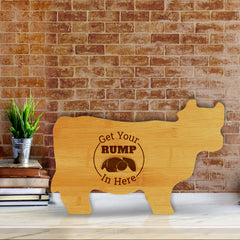 Get Your Rump In Here! 14.75 x 9.75" Cow Shape Cutting Board | Funny Kitchen Chopping Board