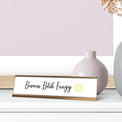 Business Bitch Energy sun, Gold Frame Desk Sign (2 x 8")