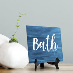 Signs ByLITA Bath, Wood, Square Bathroom Table Sign (5" x 5")