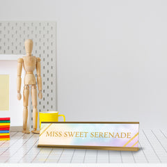 Miss Sweet Serenade Gold Frame Desk Sign (2x8") | Appreciation Idea For Her | Girlfriend| Workspace Decoration