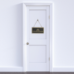 Steam Room 5x10 Hanging Plus Wall or Door Sign | Rustic Twine | Workplace Signage
